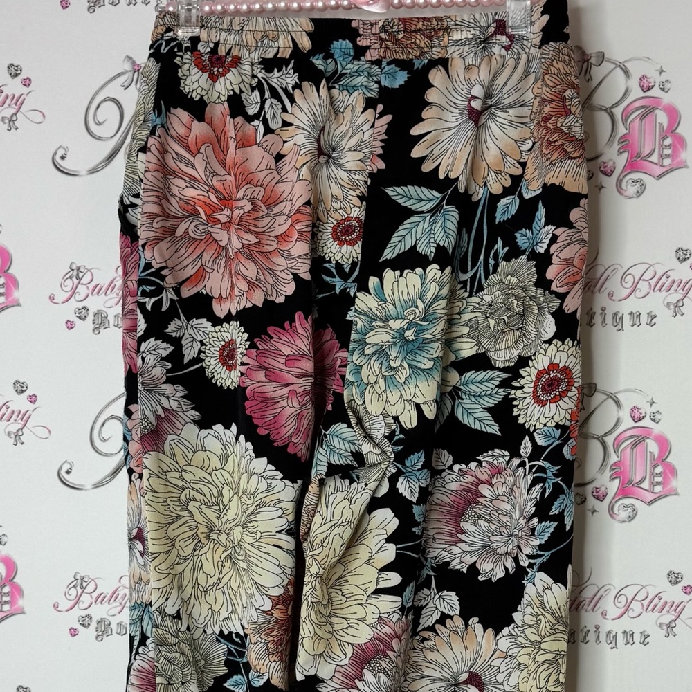 Buffalo David Bitton pants wide leg flowy flowers comfy boho Floral Patterned - Picture 5 of 8